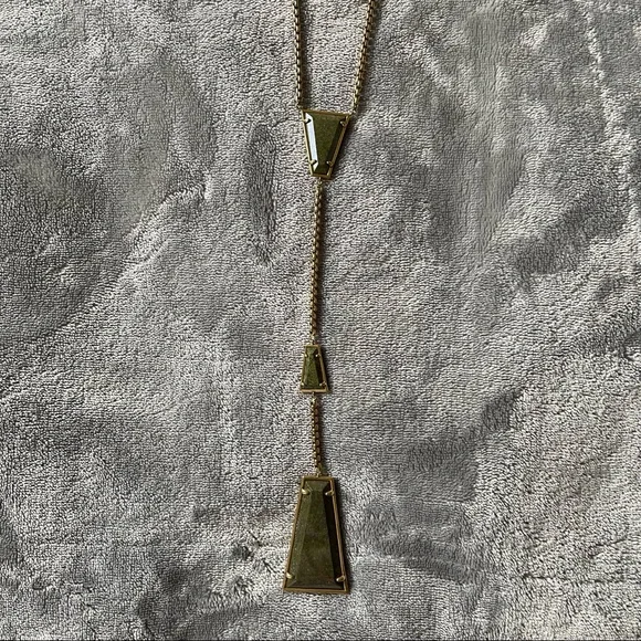 Kendra Scott Epidote & Gold-Plated Geometric Collins Lariat Necklace - Picture 3 of 4